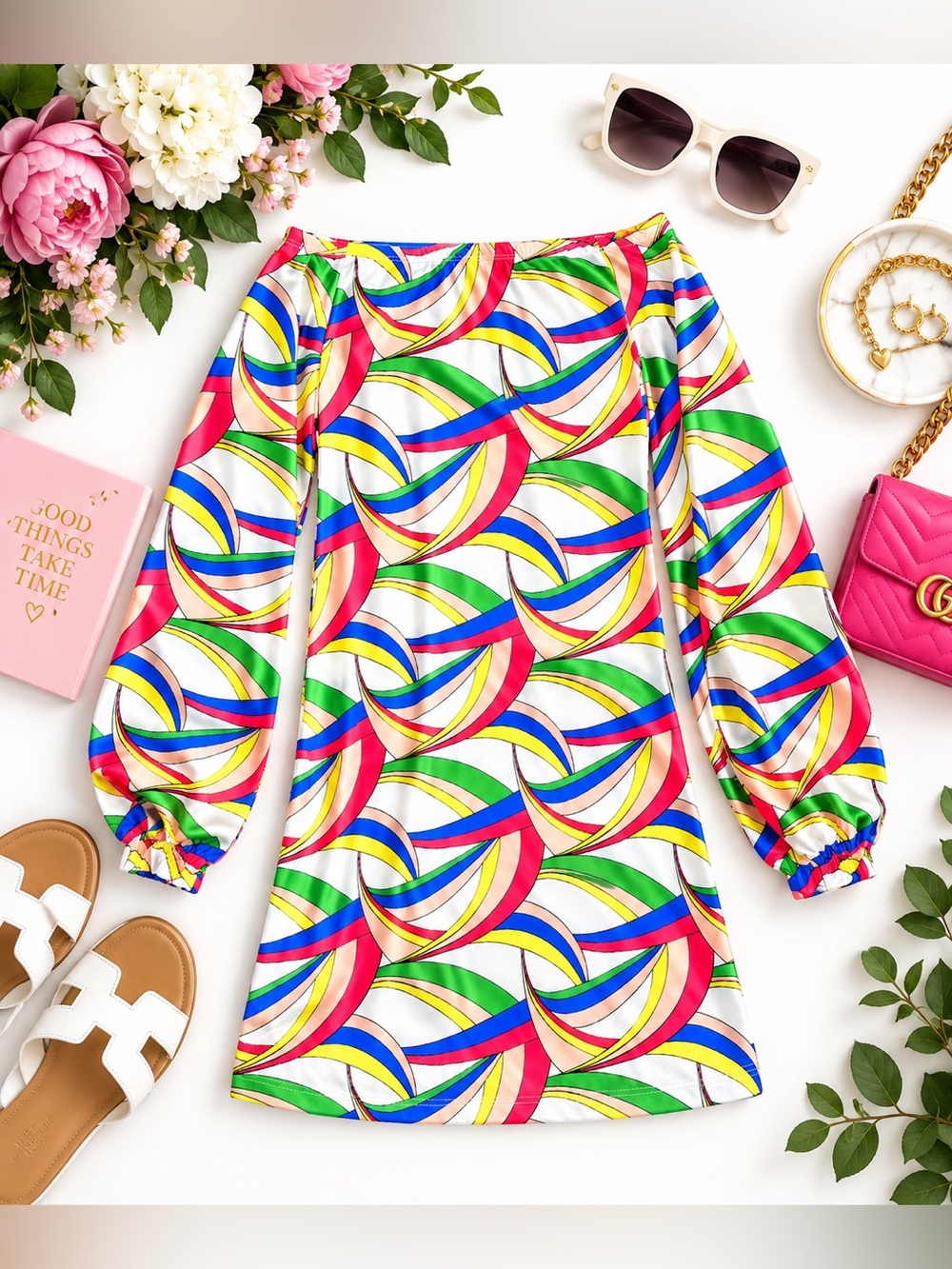 ✨ Fashion Nova Off-Shoulder Multicolor Mini Dress Size Small ✨
